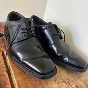 Via Spiga Men's 10.5 Black Leather Derby Dress Shoes Professional Classic Formal